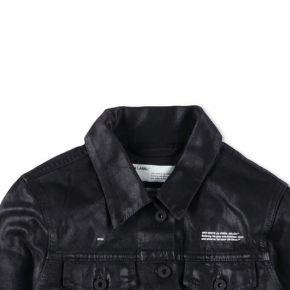 OFF-WHITE Womens Cropped Jacket Black Cotton Button Closure Size 38 RRP 850 — View 6