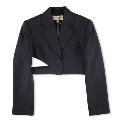 AYA MUSE Womens Black Cropped Blazer Jacket Button Accents Size S RRP 999