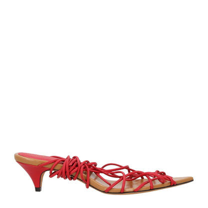 KHAITE Womens Arden 45 Red Leather Kitten Heel Sandals Strappy UK 5 RRP 880