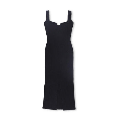 KHAITE Womens Nina Strappy Sweethear Neck Rib Knit Midi Dress Black XL RRP 1050 — View 6