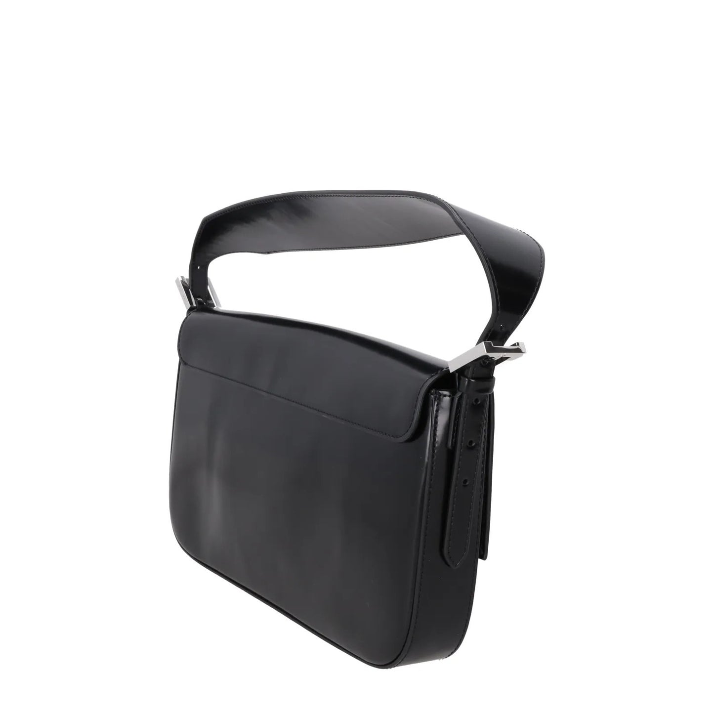 BY FAR Womens Manu Shoulder Bag Semi Patent Leather Black Silver OS RRP 410 — View 5