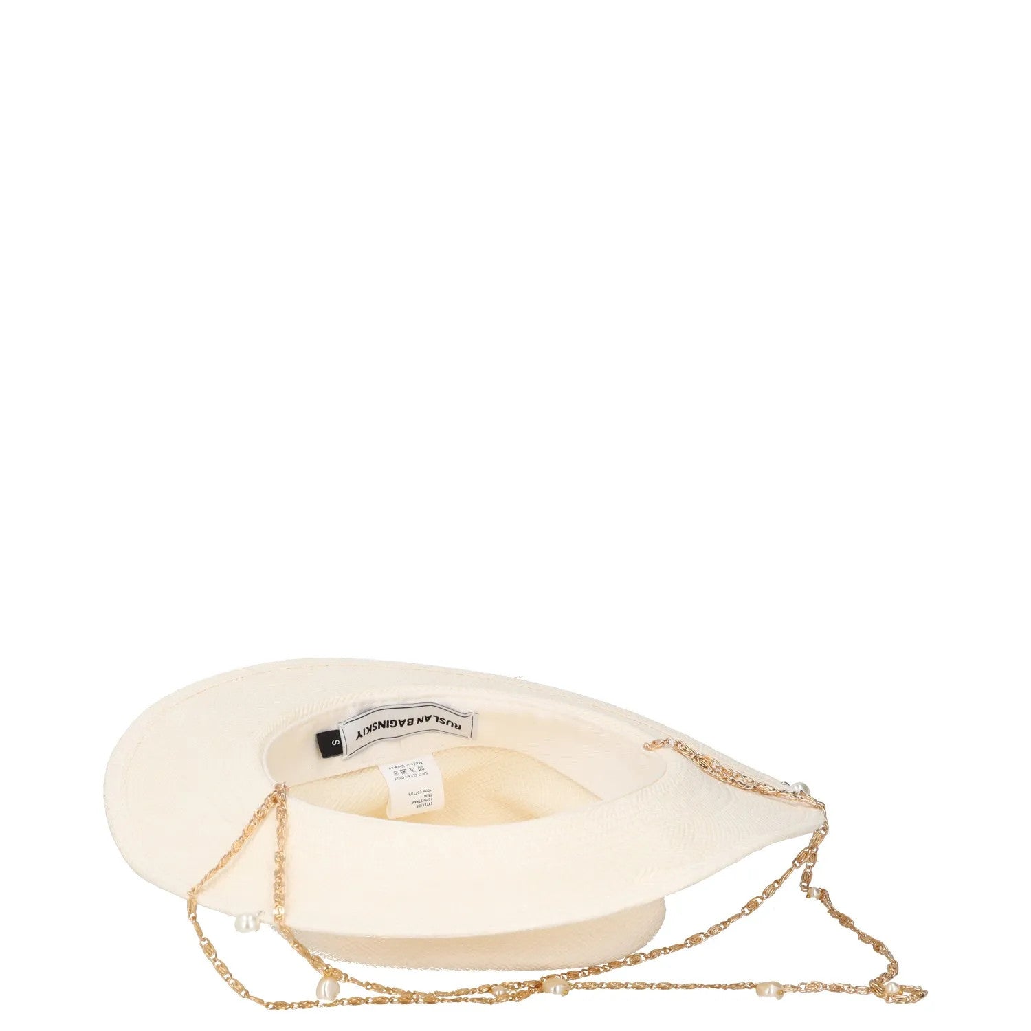 GUCCI Womens Sun Hat Beige Straw Chain Accent Button Summer Size L RRP 400 — View 8