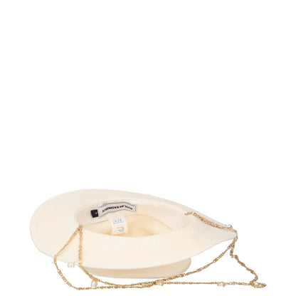 GUCCI Womens Sun Hat Beige Straw Chain Accent Button Summer Size L RRP 400 — View 8