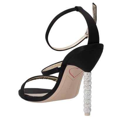 SOPHIA WEBSTER Rosalind Crystal Sandals Black Satin Leather Lining UK 6.5 RRP500 — View 5