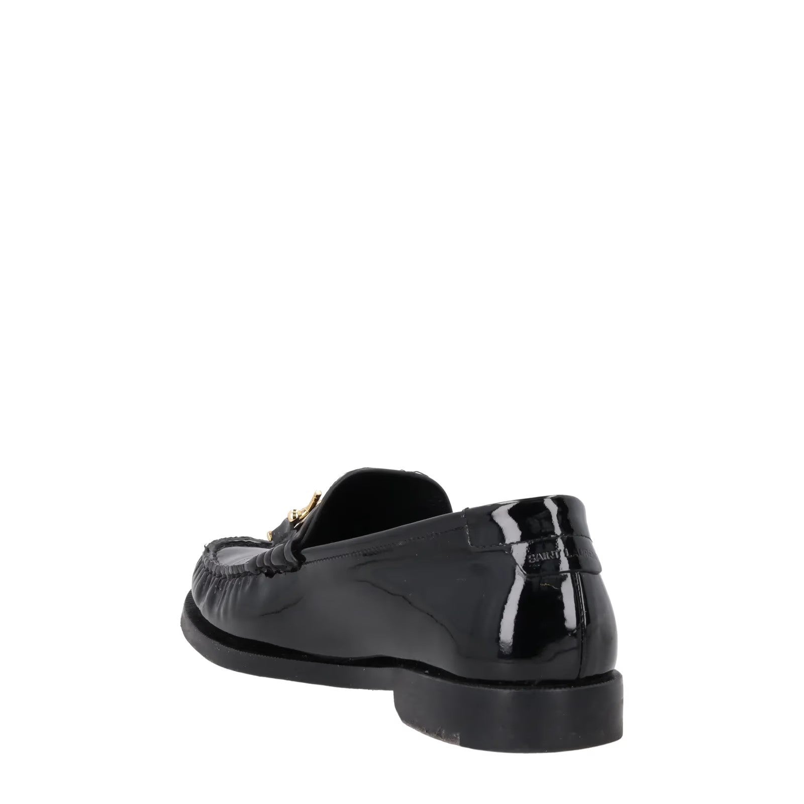 SAINT LAURENT Womens Loafers Black Patent Leather Tassel Flats UK 6 RRP 785 — View 5