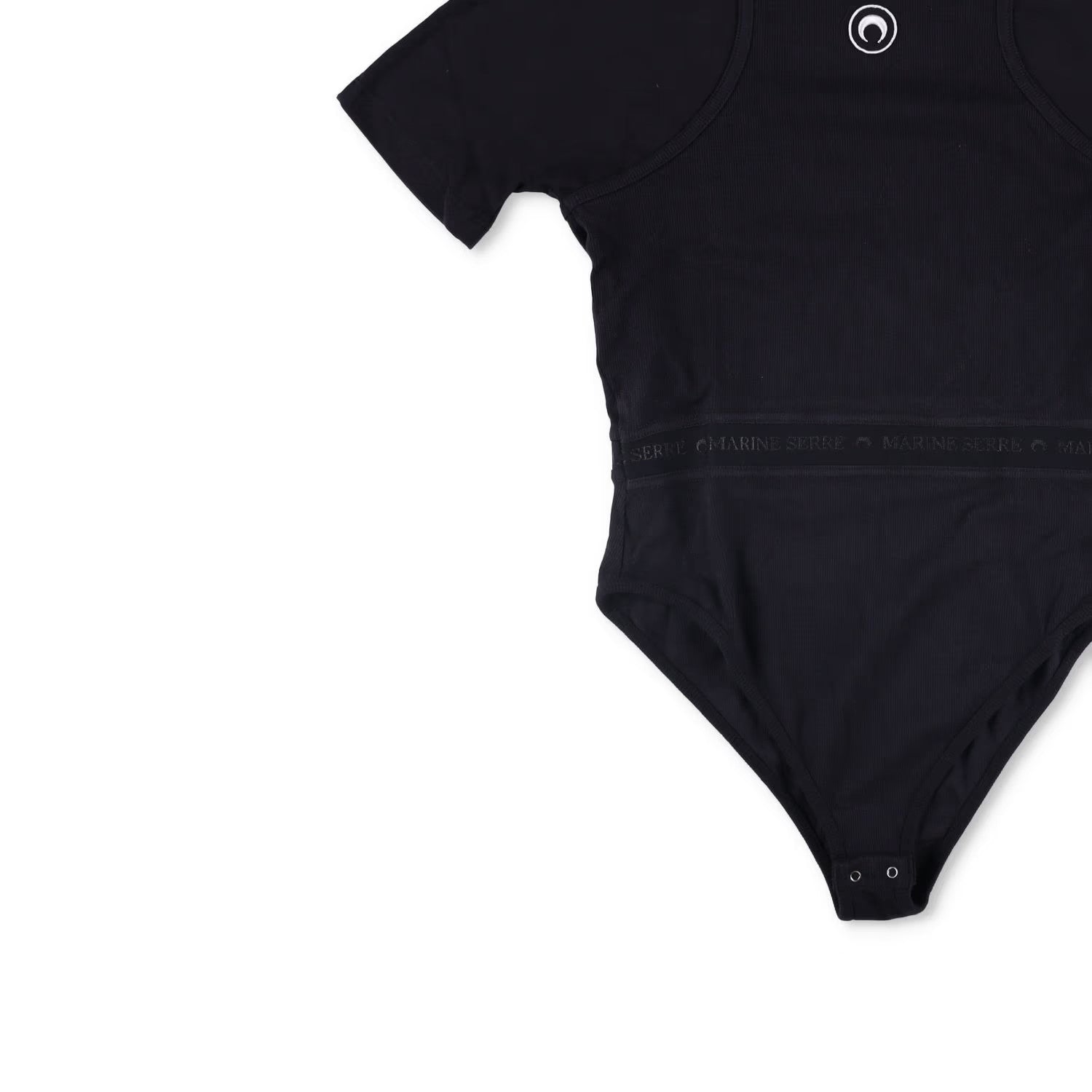 MARINE SERRE Organic Cotton Rib 2X2 Body Black Bodysuits Size XL RRP 260 — View 3