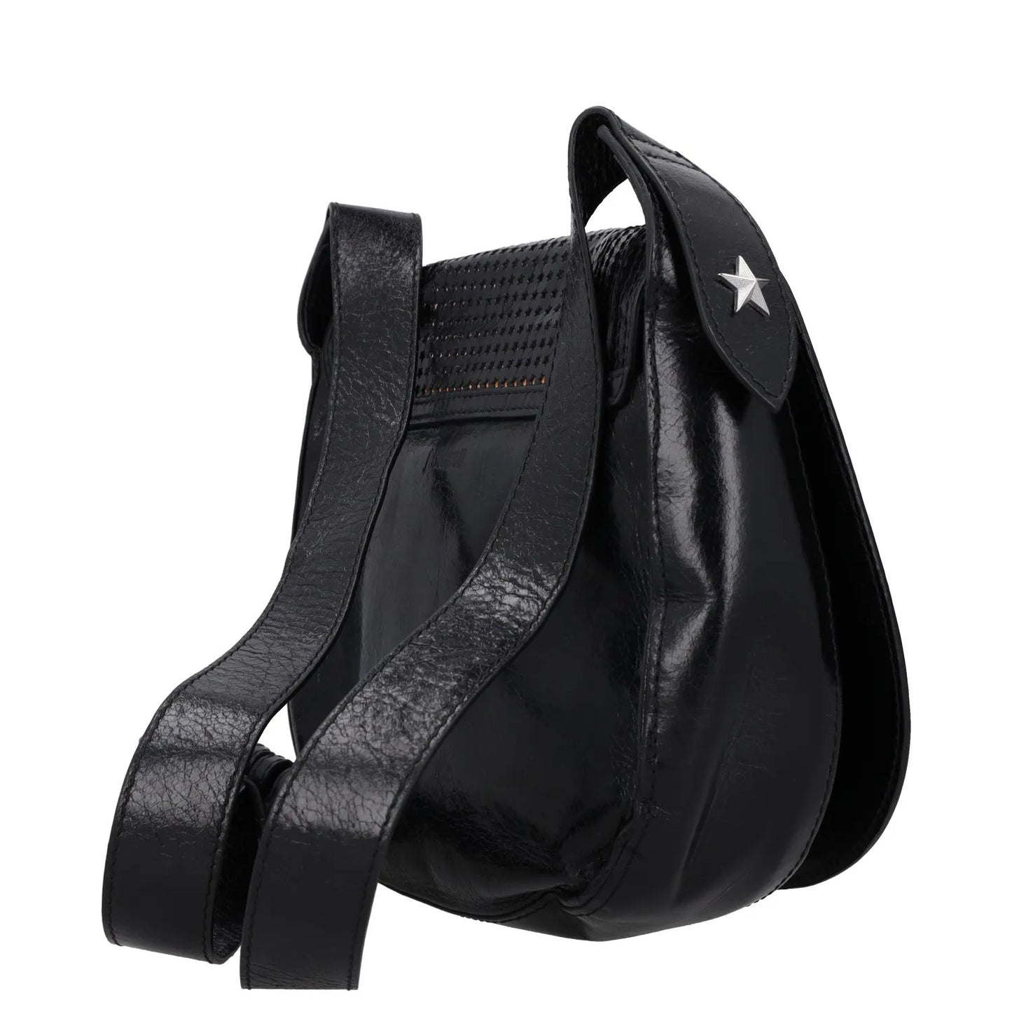 JUST CAVALLI Womens Saddle Handbag Black Leather Silver Buckle Closure M RRP 300 — View 5