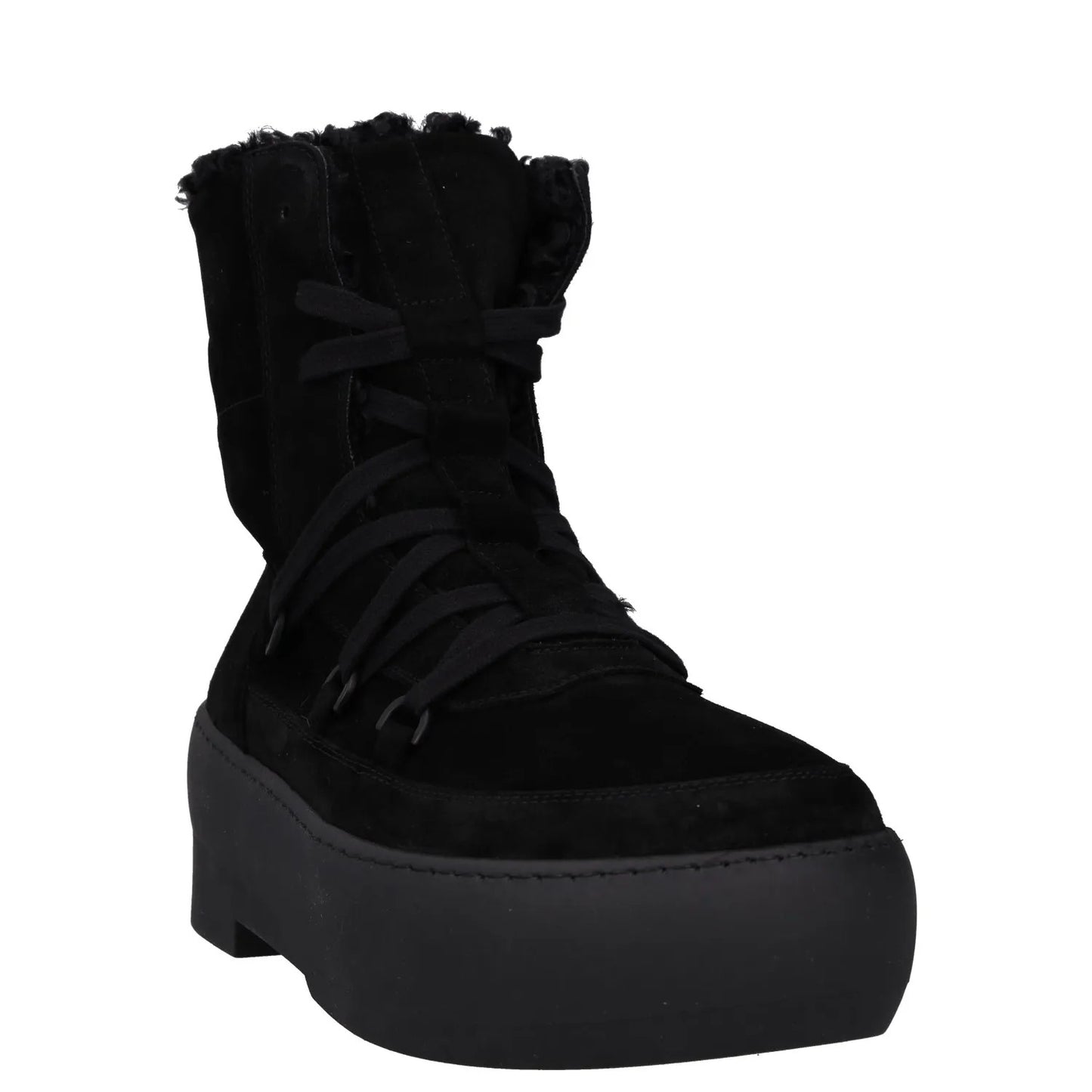 GIABORGHINI Womens Boot Black Leather Platform Heel Lace Up Faux Fur UK 5 RRP375 — View 2