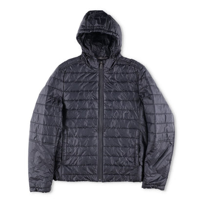 CANALI Mens Quilted Nylon Jacket Black Hooded Stand Up Collar Zip RRP 500