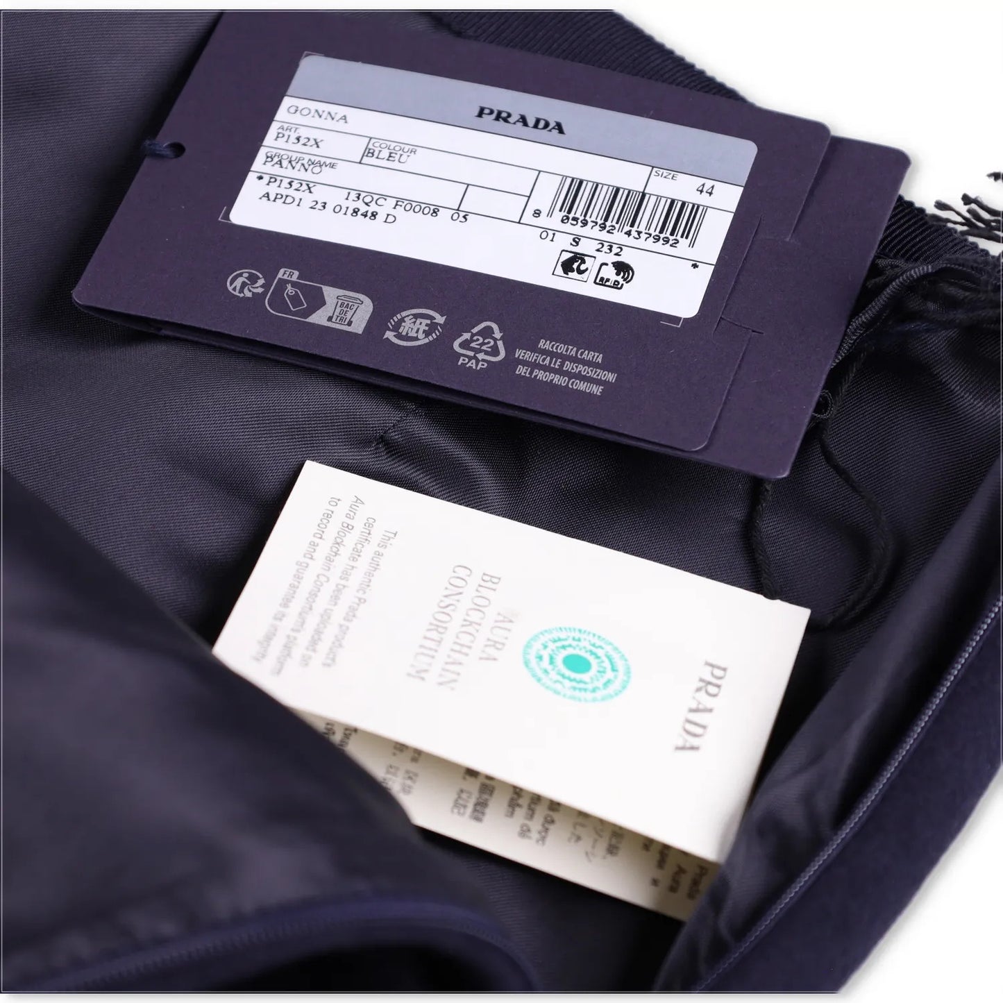 PRADA Womens Mini Skirts Navy Blue Asymmetric Wool Zip Size 44 RRP 1460 — View 6