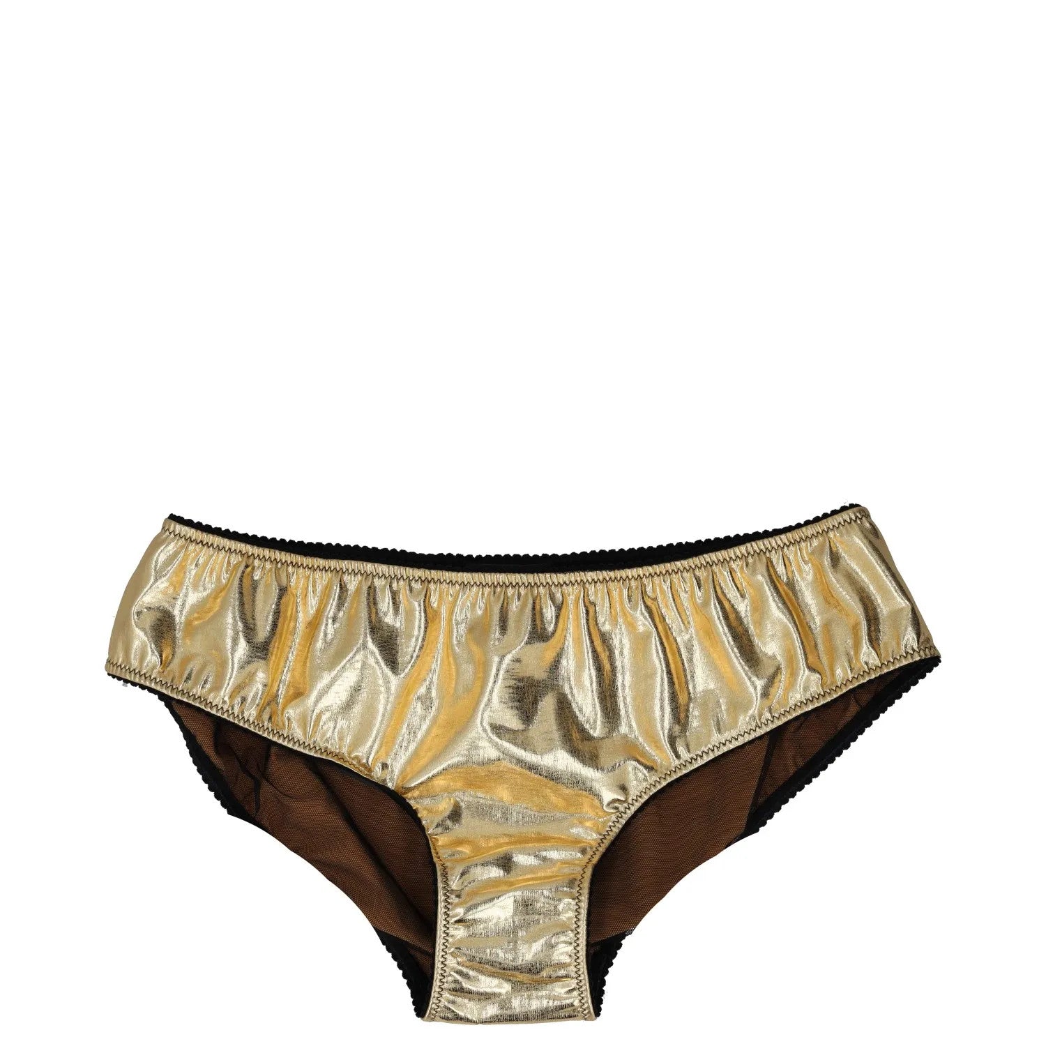 DOLCE&GABBANA Women Bikini Bottoms Laminated Jersey Stretch Gold Brief XS RRP253 — View 2