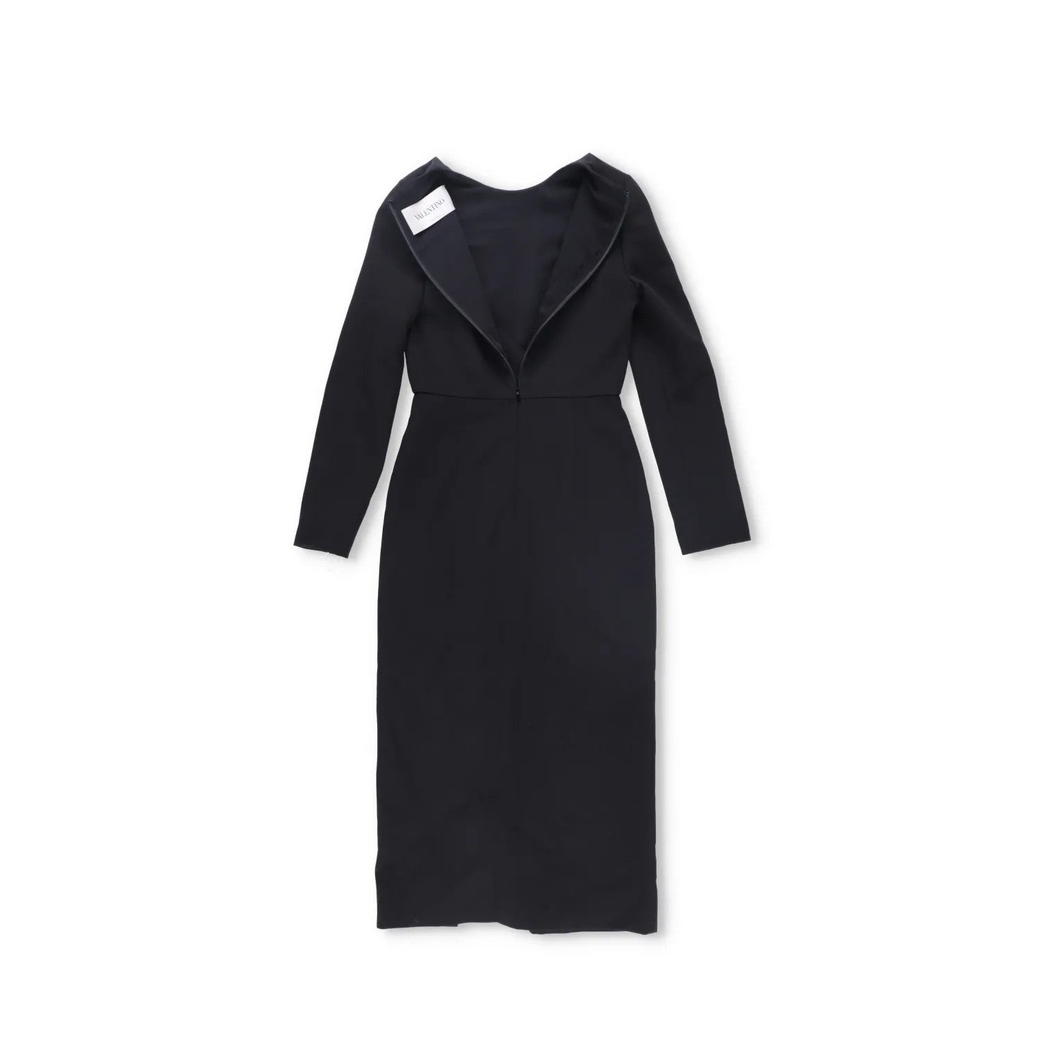 Valentino Womens Midi Dress Black Zip Long Sleeve Round Neck Size 38 RRP 1800 — View 11