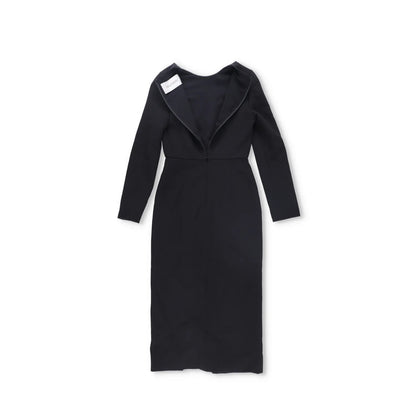 Valentino Womens Midi Dress Black Zip Long Sleeve Round Neck Size 38 RRP 1800 — View 11