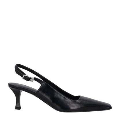 PROENZA SCHOULER Women Kitten Heel Strap Silver Buckle Leather Black EU41 RRP598