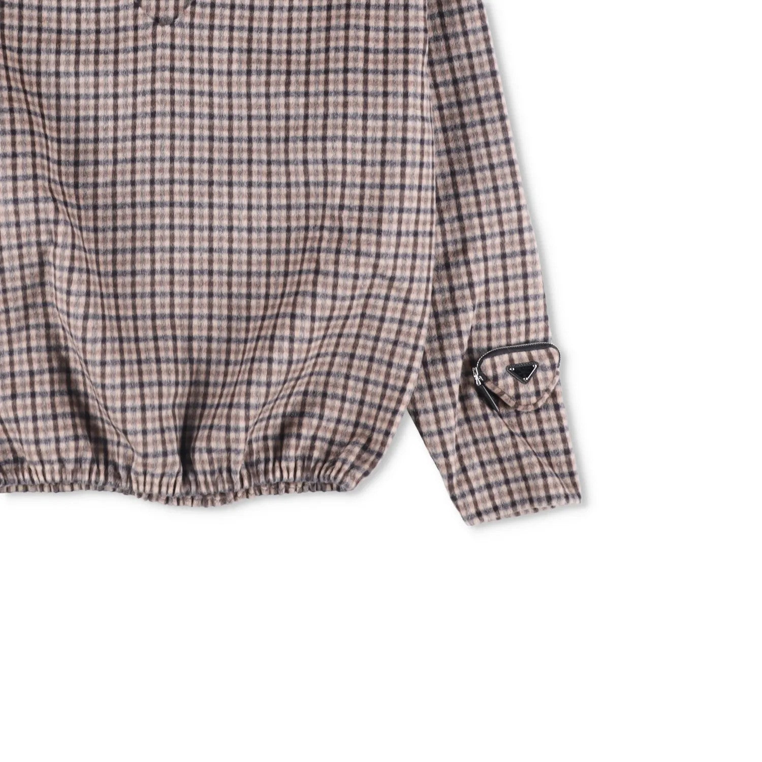 PRADA Womens Blouse V-Neck Long Sleece Check Pattern Brown Size 44 RRP 2830 — View 4