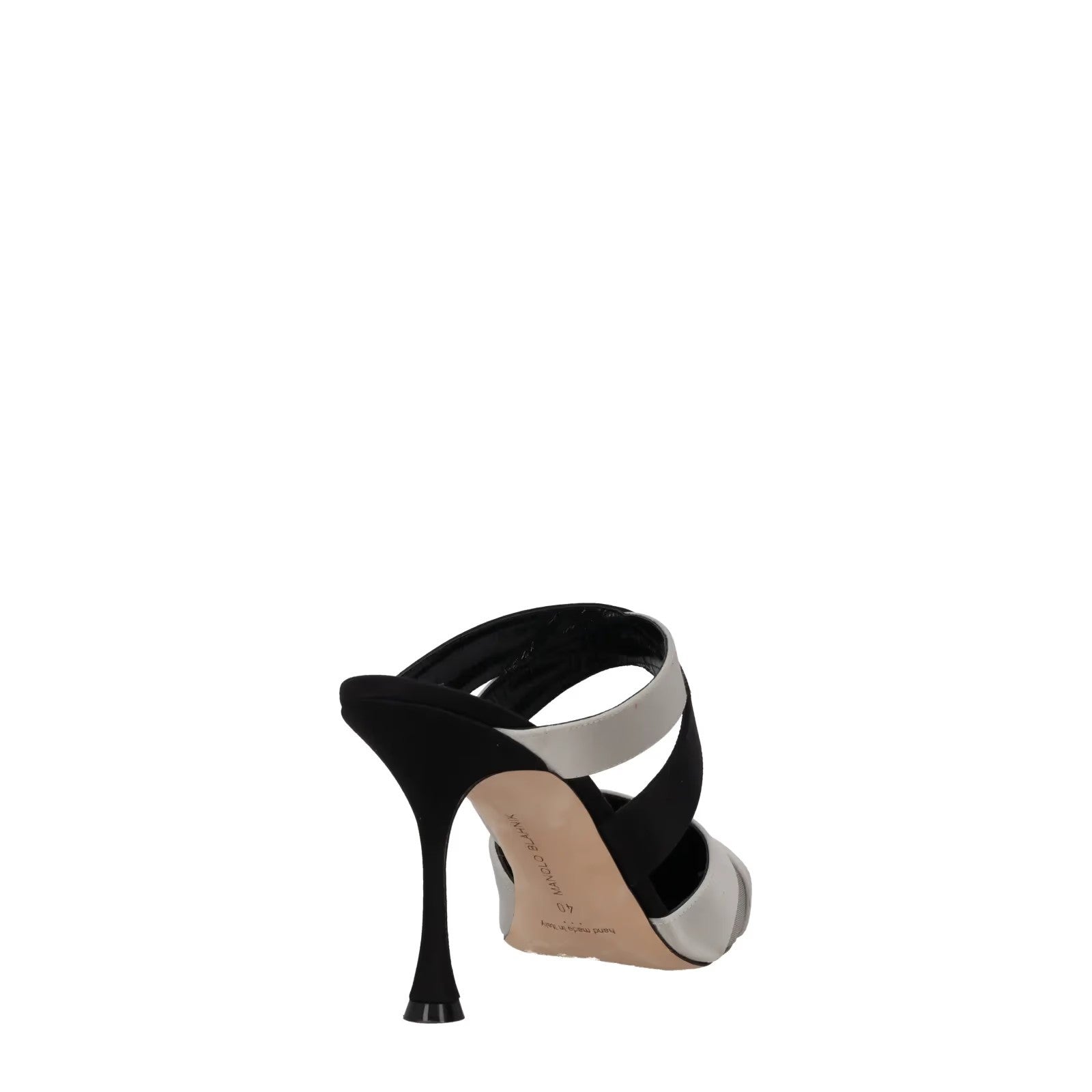 MANOLO BLAHNIK Womens Oyounak 90 Strappy Pt Toe Mule Bicolour Satin UK7 RRP 815 — View 6