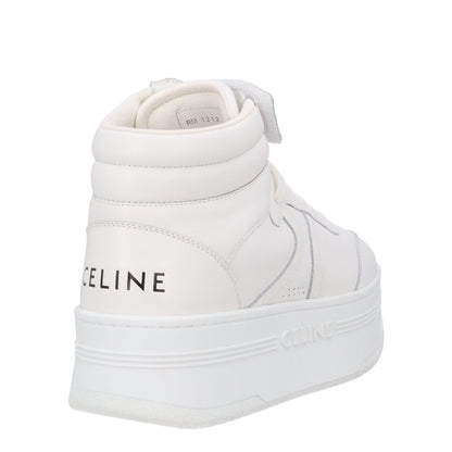 CELINE Womens Mid Lace-Up Sneakers Scratch Leather High Tops White UK 7 RRP 740 — View 6