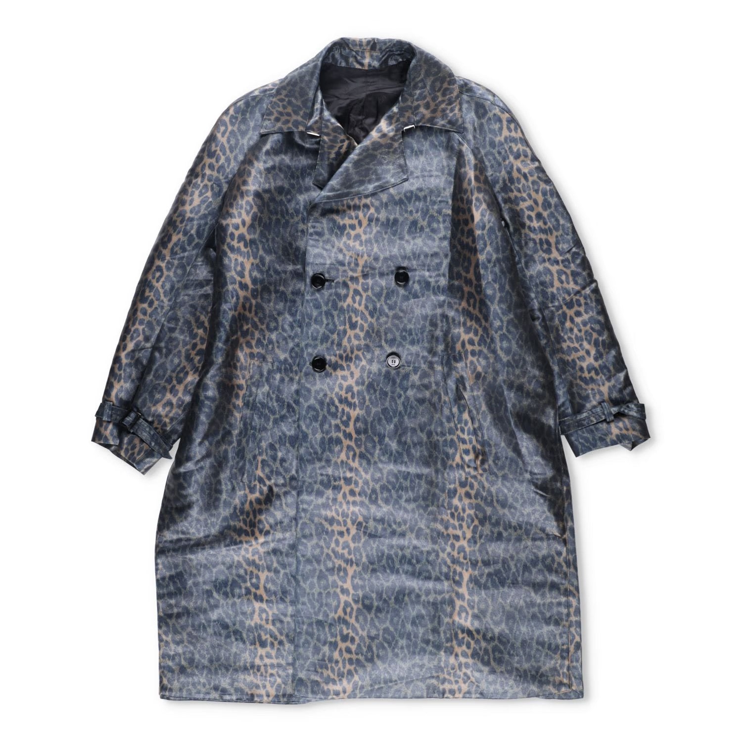 DIOR HOMME Mens Jacket Trench Overcoat Belted Leopard Print Grey Size 48 RRP1850