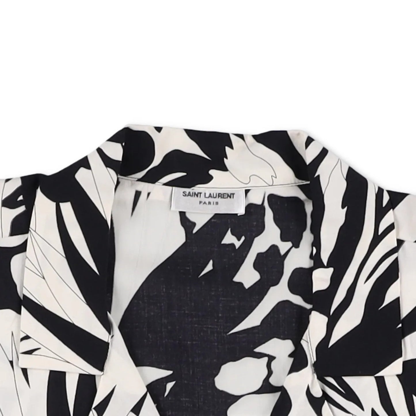 SAINT LAURENT Mens Button-Up Shirt Viscose Black White Short Sleeve 39 RRP 545 — View 5