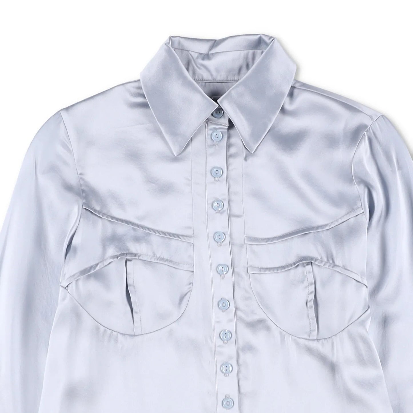 SINEAD O'DWYER Womens Silk Pyjama Shirt With Bindings Blue Size 8 RRP 700 — View 2