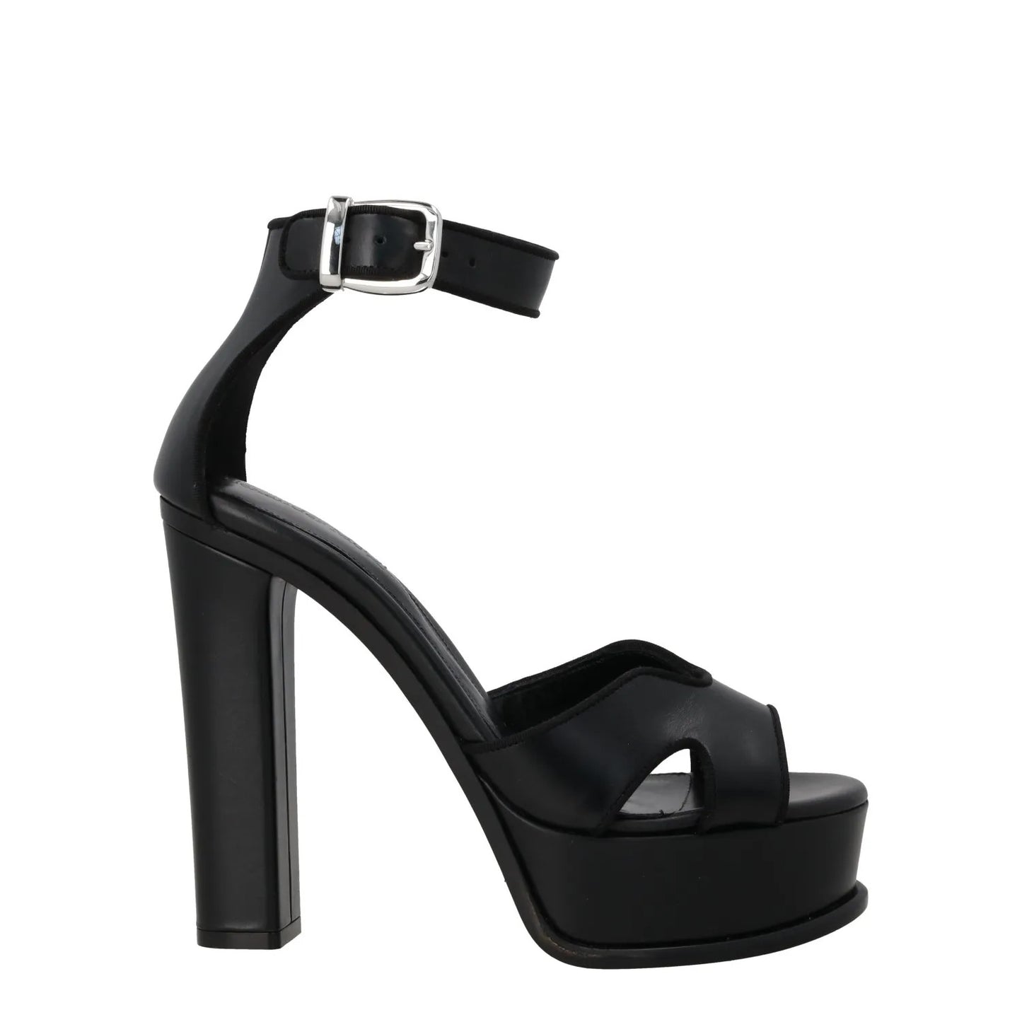 ALEXANDER MCQUEEN Womens Platform Sandal Leather Black High Heel UK 5.5 RRP 790