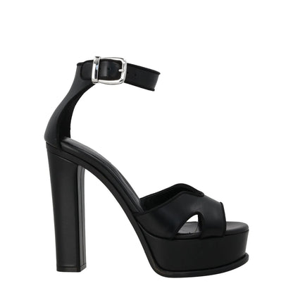ALEXANDER MCQUEEN Womens Platform Sandal Leather Black High Heel UK 5.5 RRP 790