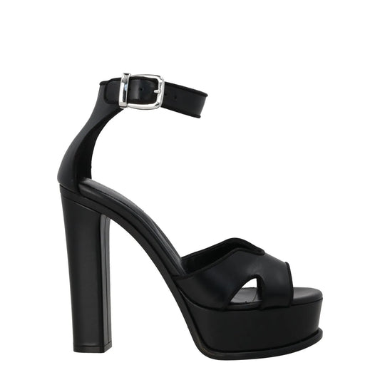ALEXANDER MCQUEEN Womens Platform Sandal Leather Black High Heel UK 5.5 RRP 790