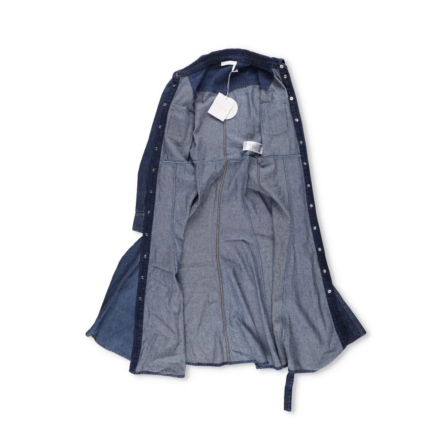 CHLOE Womens Denim Midi Dress Long Sleeve Button Front Dark Blue Size 34 RRP1305 — View 6