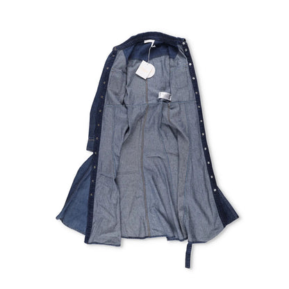 CHLOE Womens Denim Midi Dress Long Sleeve Button Front Dark Blue Size 34 RRP1305 — View 6