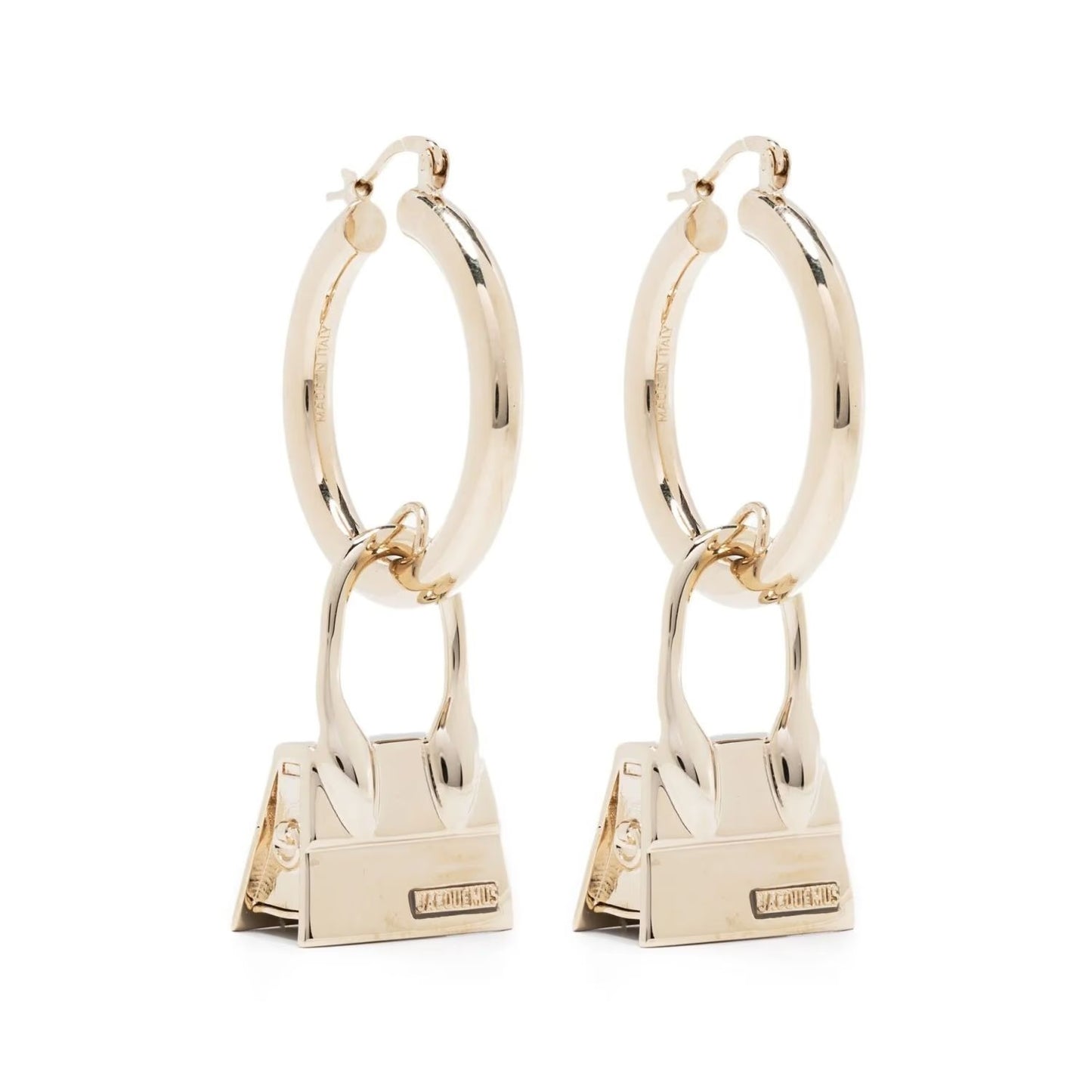 JACQUEMUS Les Creoles Chiquito Dangle Earrings Metallic Snap Closure OS RRP 165
