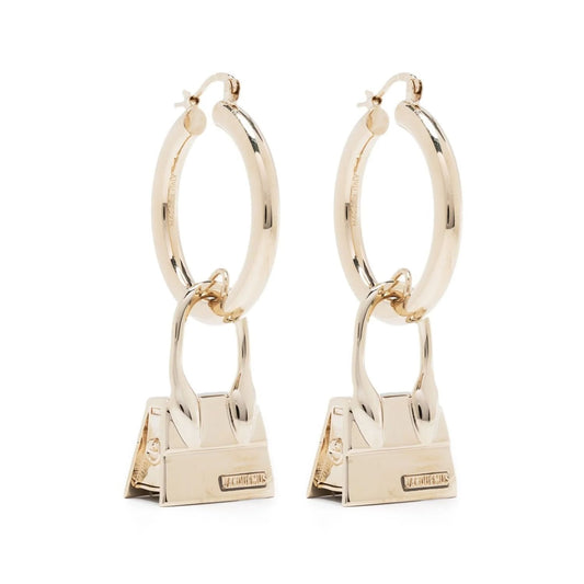 JACQUEMUS Les Creoles Chiquito Dangle Earrings Metallic Snap Closure OS RRP 165