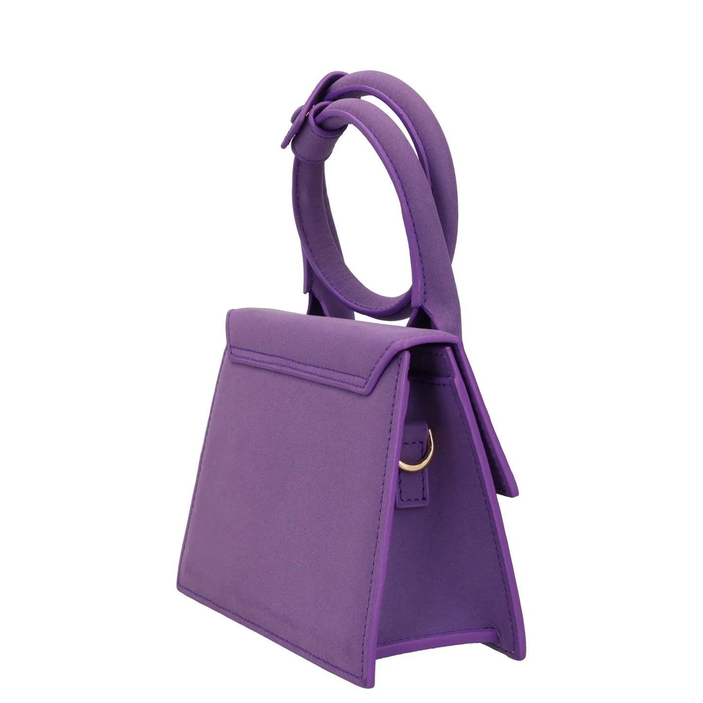 JACQUEMUS Womens Top Handle Bag Purple Leather Flat Closure Gold Accent S RRP450 — View 5