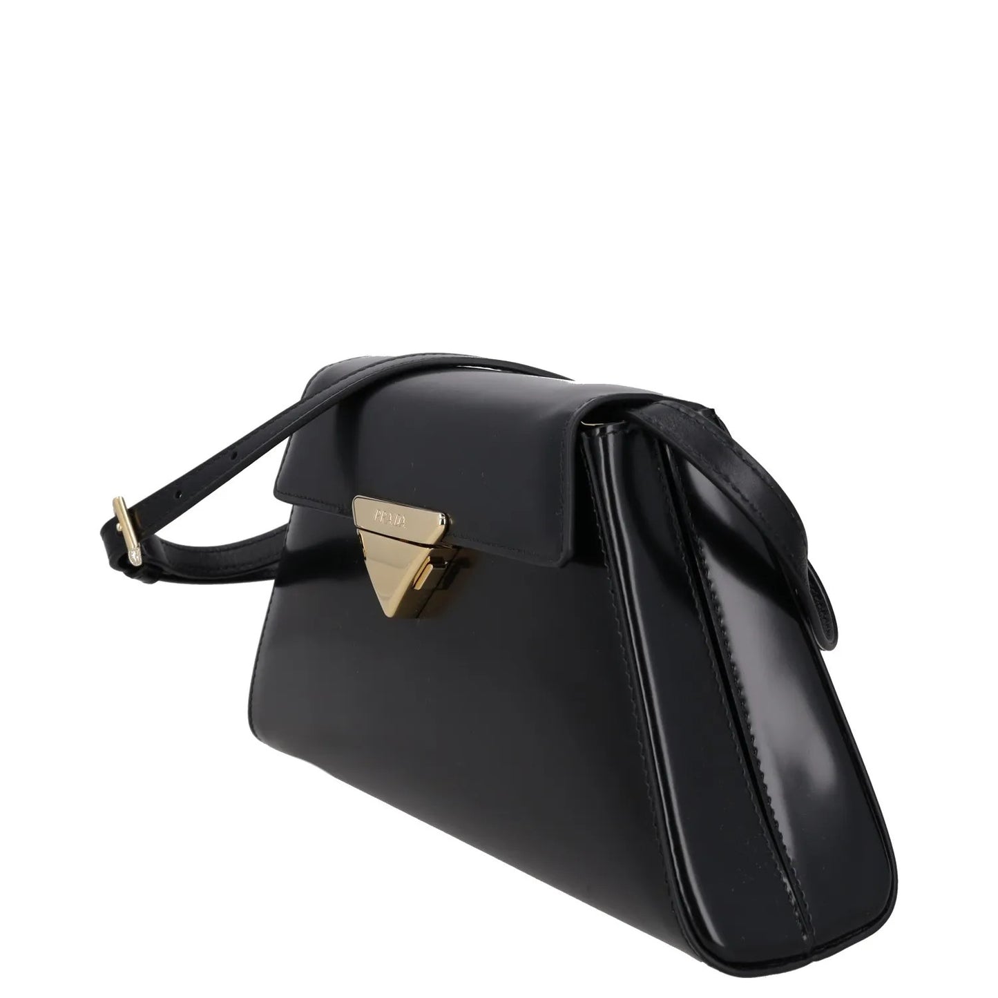 PRADA Womens Spazzolato Brushed Leather Shoulder Bag Black Size M RRP 2650 — View 2