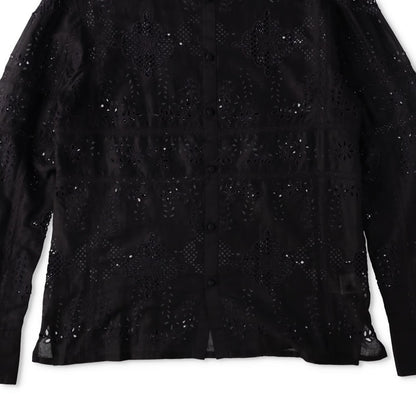 73 LONDON Mens Cut Work Broderie Long Sleeve Shirt Button-Up Black 42 RRP 443.9 — View 2
