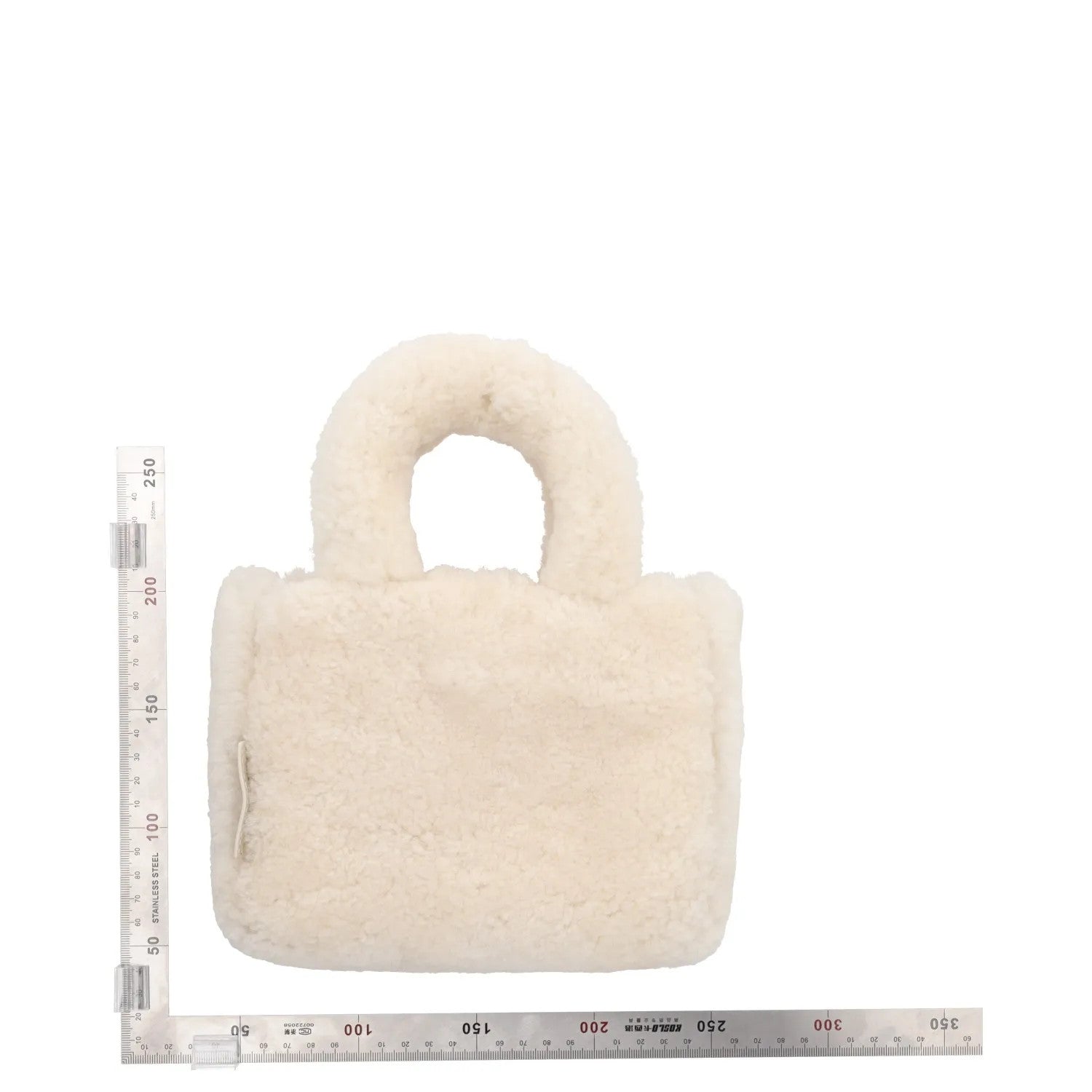 AMINA MUADDI Womens Handbag White Plush Shearling Top Handle S RRP 650 — View 10