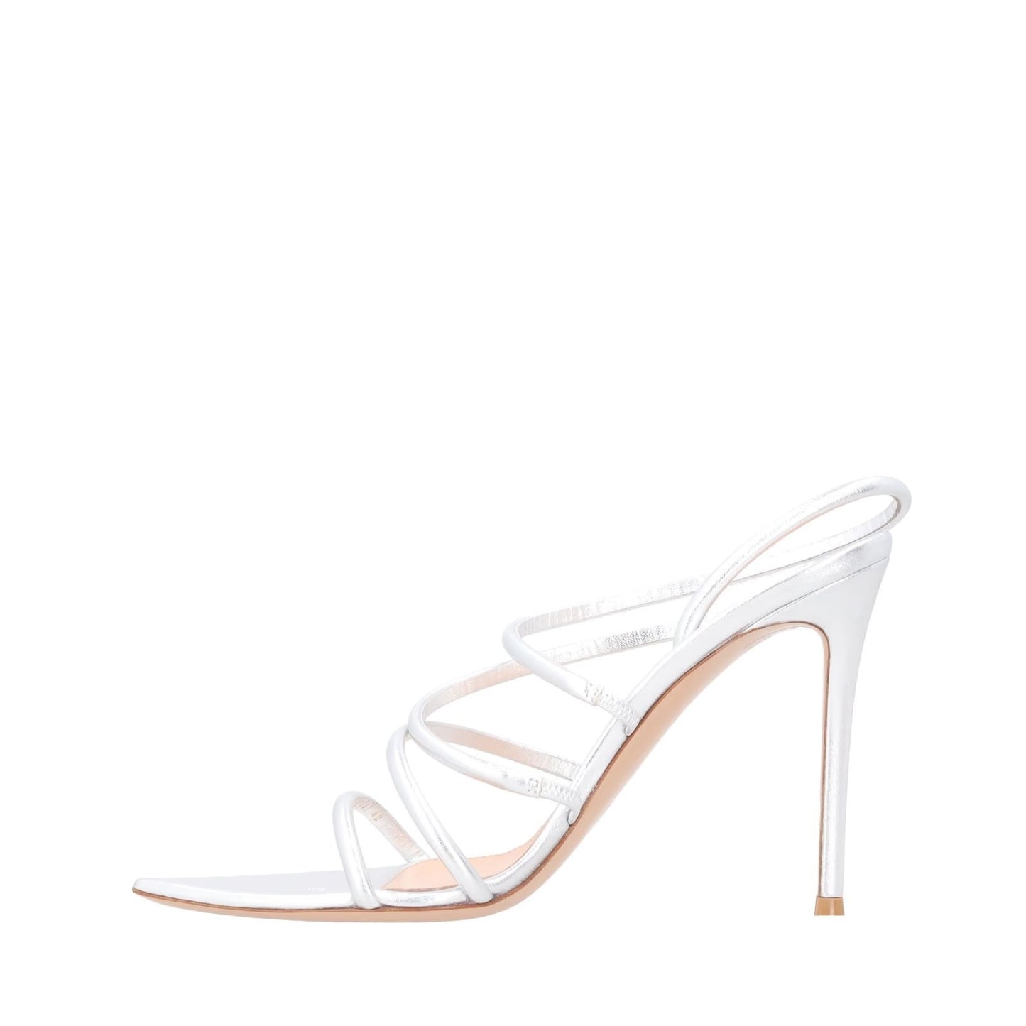 GIANVITO ROSSI Womens Ettie Silver Leather Strappy Stiletto Sandals UK 7 RRP 756 — View 4