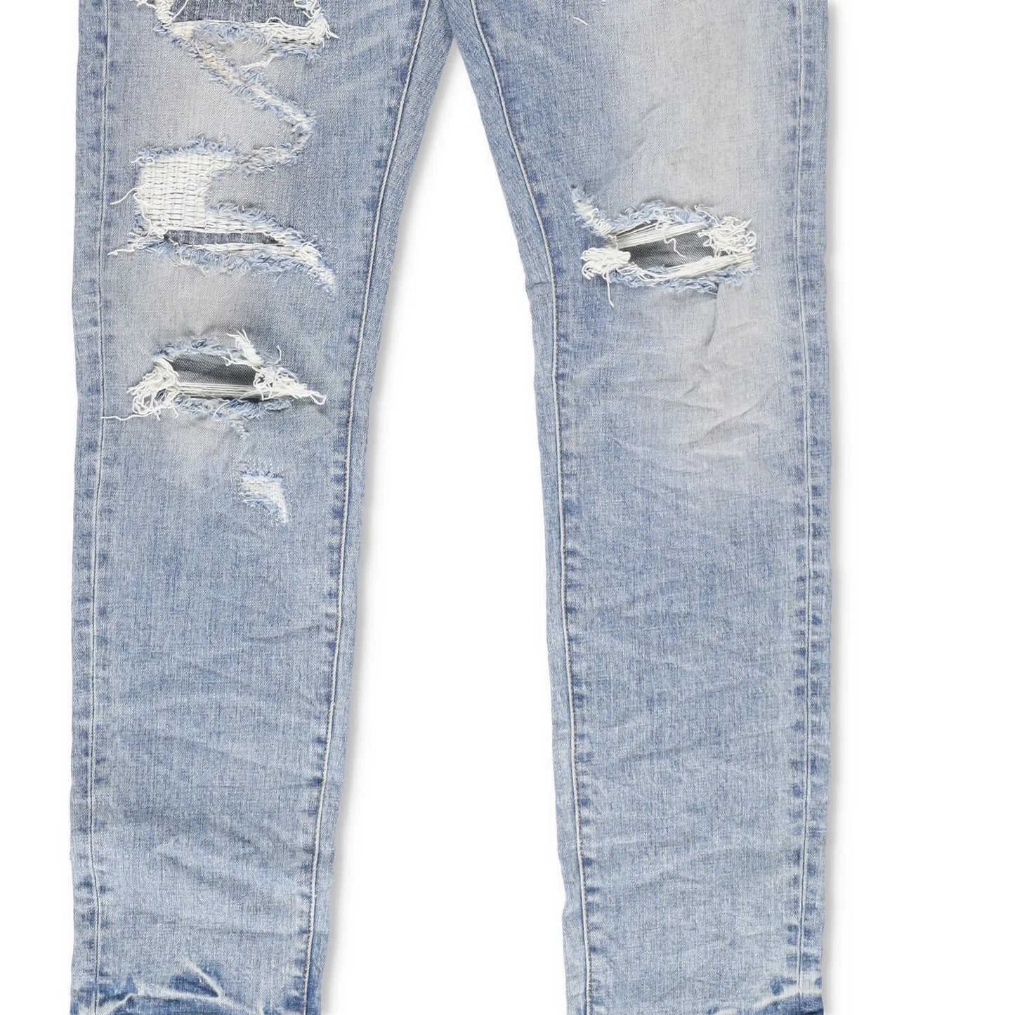 PURPLE BRAND Mens Light Indigo Vintage Ripped Skinny Jeans 5 Pocket 33 RRP 275 — View 4
