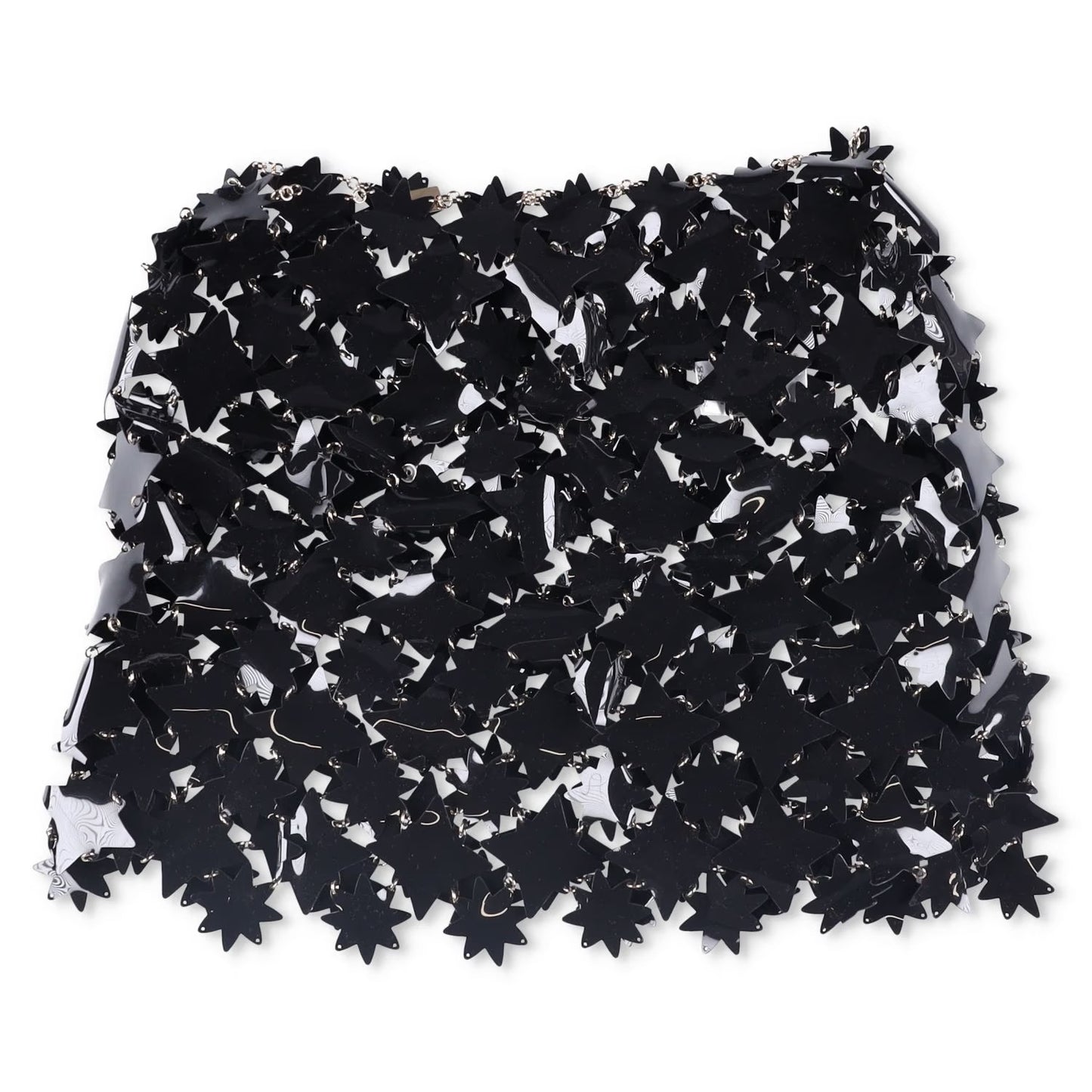 PACO RABANNE Womens Skirt Black Skirt PVC Stars Hook Eye Closure Size 38 RRP1300