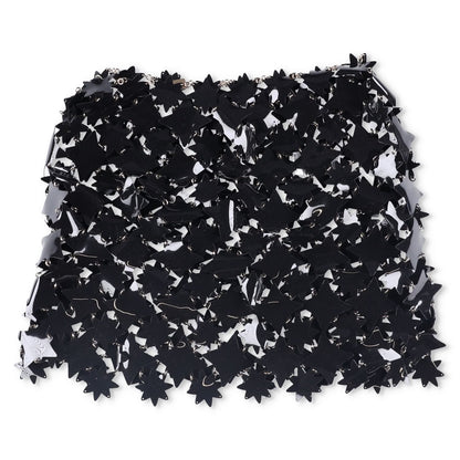 PACO RABANNE Womens Skirt Black Skirt PVC Stars Hook Eye Closure Size 38 RRP1300