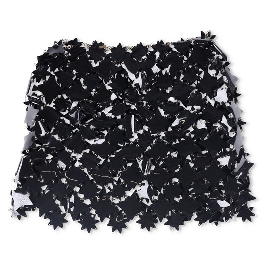 PACO RABANNE Womens Skirt Black Skirt PVC Stars Hook Eye Closure Size 38 RRP1300