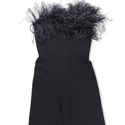 16ARLINGTON Womens Taree Strapless Jumpsuit with Feather Trim Black 8 RRP 990 — View 4