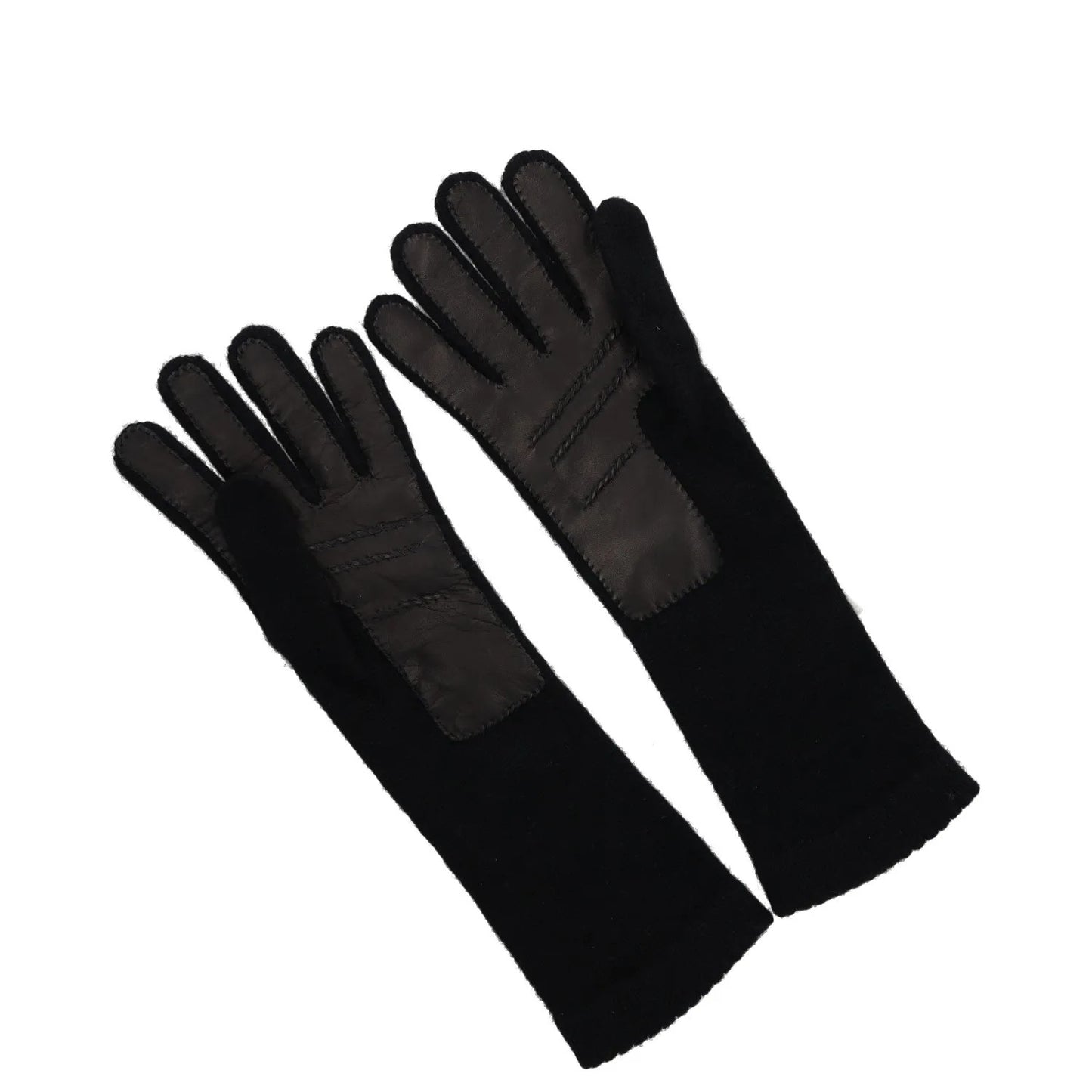 INVERNI Womens Gloves Black Cashmere Knit Long Wrist Warm Trim Size S RRP 145 — View 2