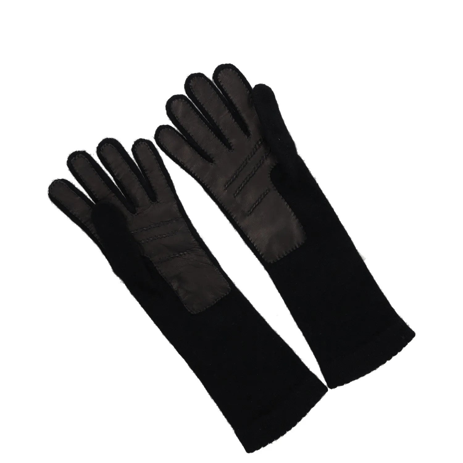 INVERNI Womens Gloves Black Cashmere Knit Long Wrist Warm Trim Size S RRP 145 — View 2