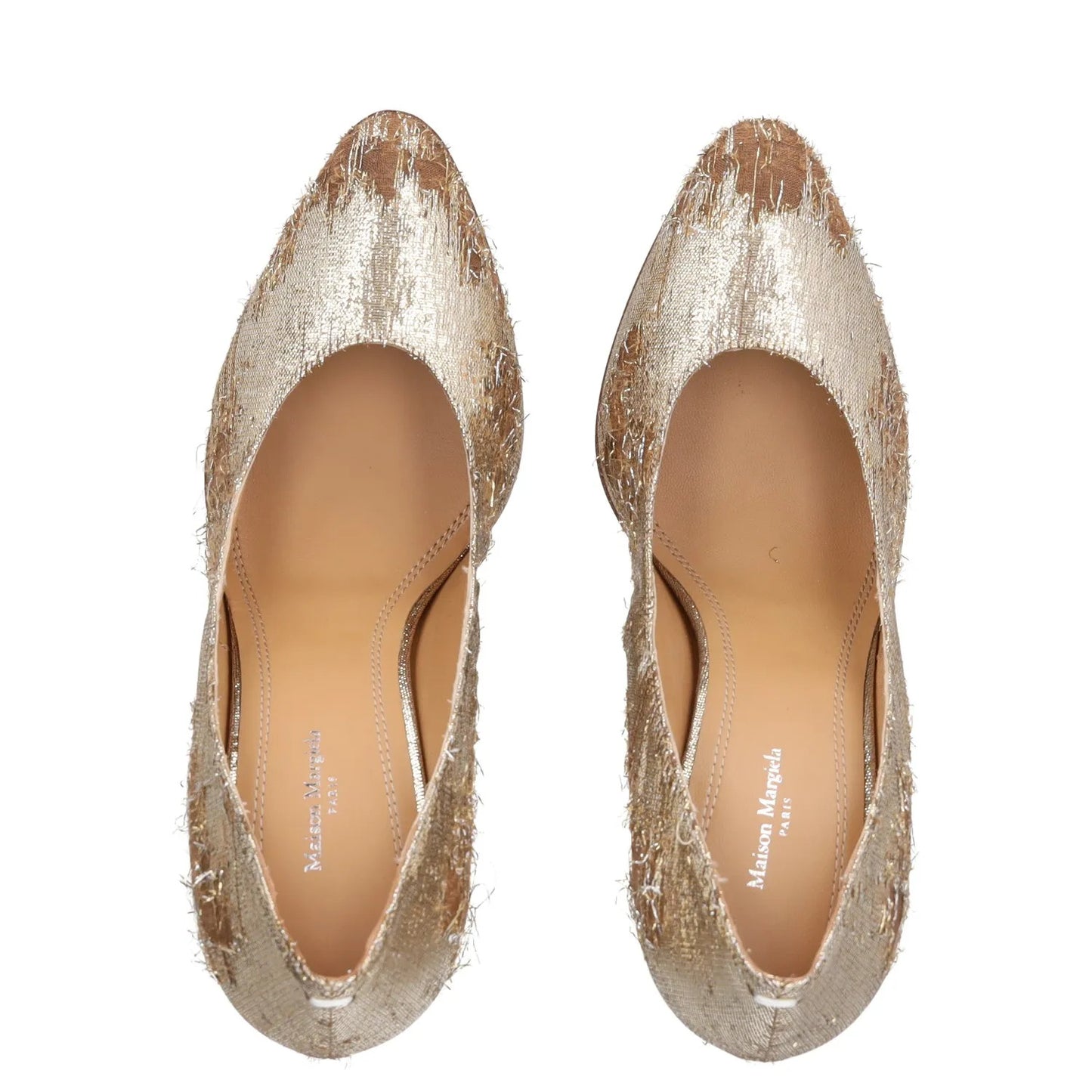 MAISON MARGIELA Womens Court Heels Gold Fabric Distressed EU 39.5 RRP 400 — View 6