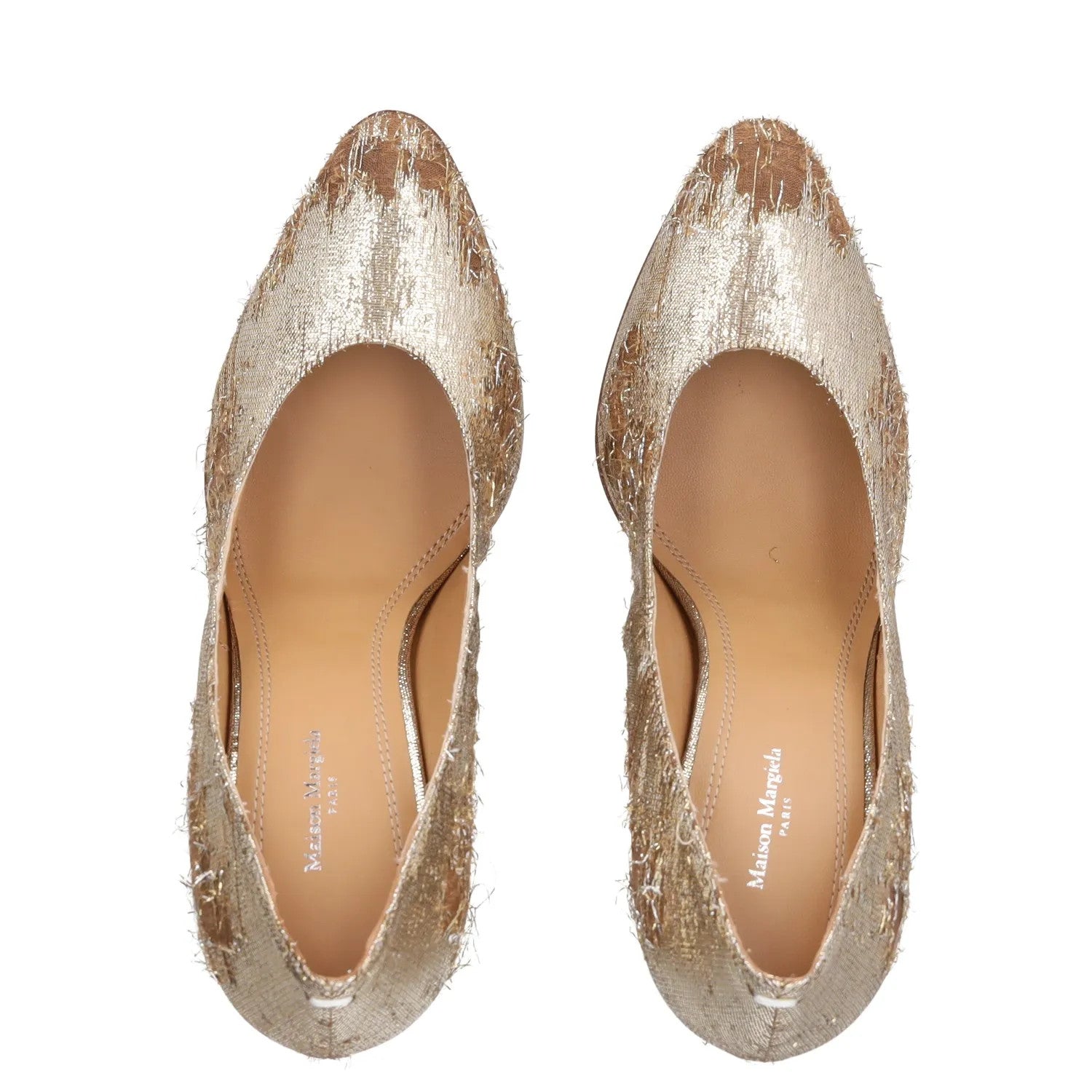MAISON MARGIELA Womens Court Heels Gold Fabric Distressed EU 39.5 RRP 400 — View 6
