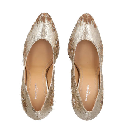 MAISON MARGIELA Womens Court Heels Gold Fabric Distressed EU 39.5 RRP 400 — View 6