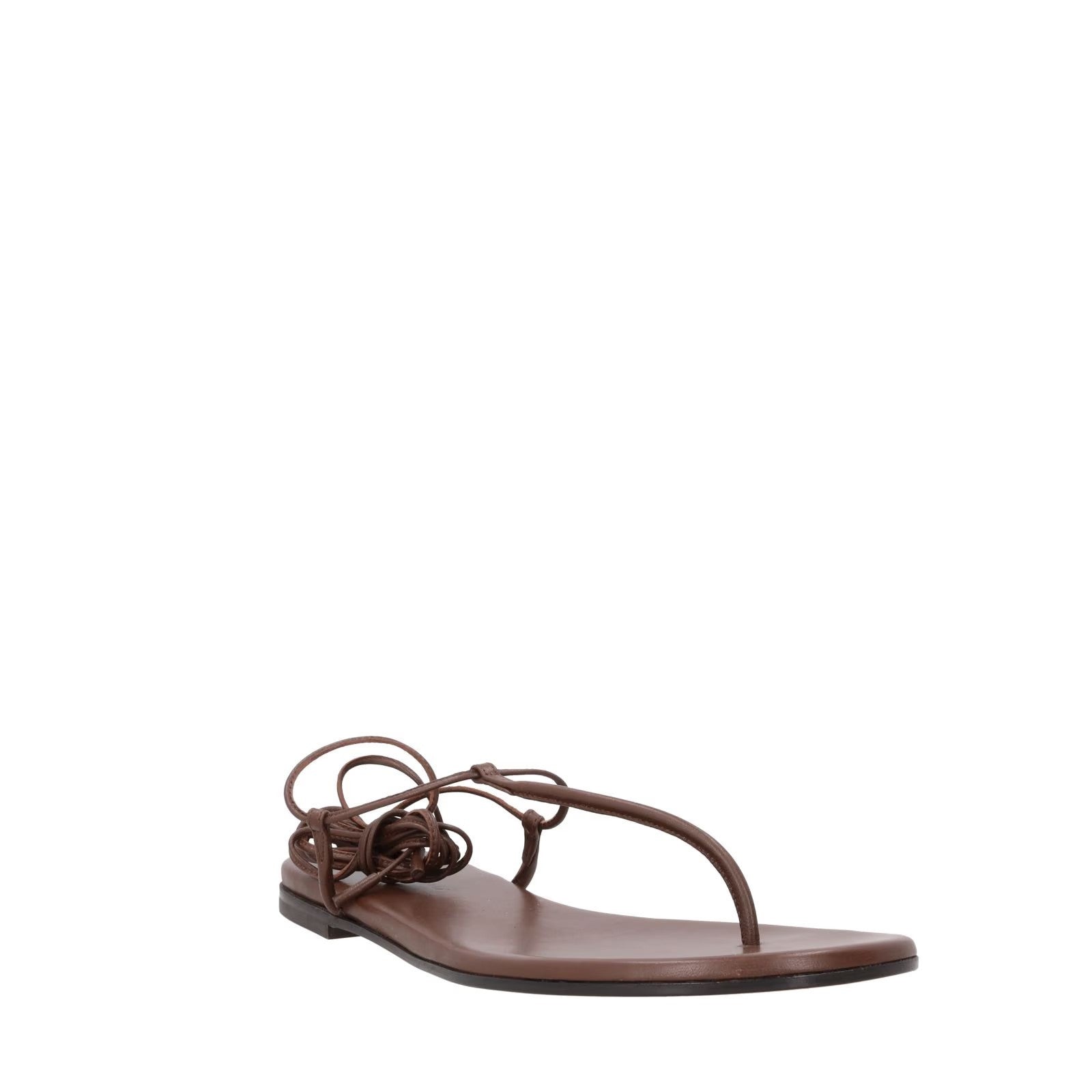 GIANVITO ROSSI Womens Gwyneth Leather Flat Sandal Brown Open Toe UK 7 RRP 660.5 — View 2