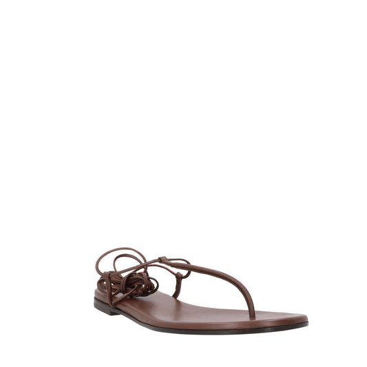 GIANVITO ROSSI Womens Gwyneth Leather Flat Sandal Brown Open Toe UK 7 RRP 660.5 — View 2