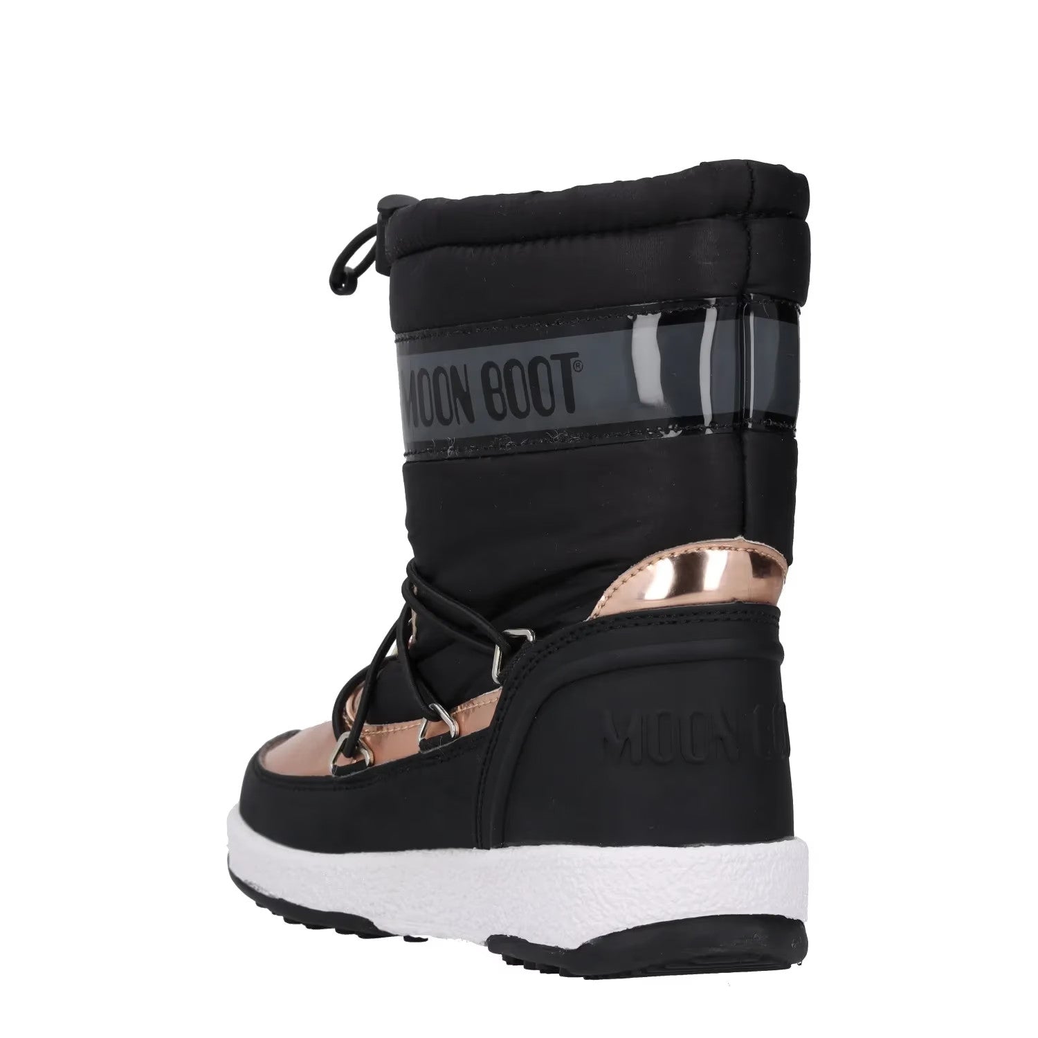MOONBOOT Womens Mid Calf Snow Boots Drawstring Closure Black Gold UK12.5 RRP 150 — View 5