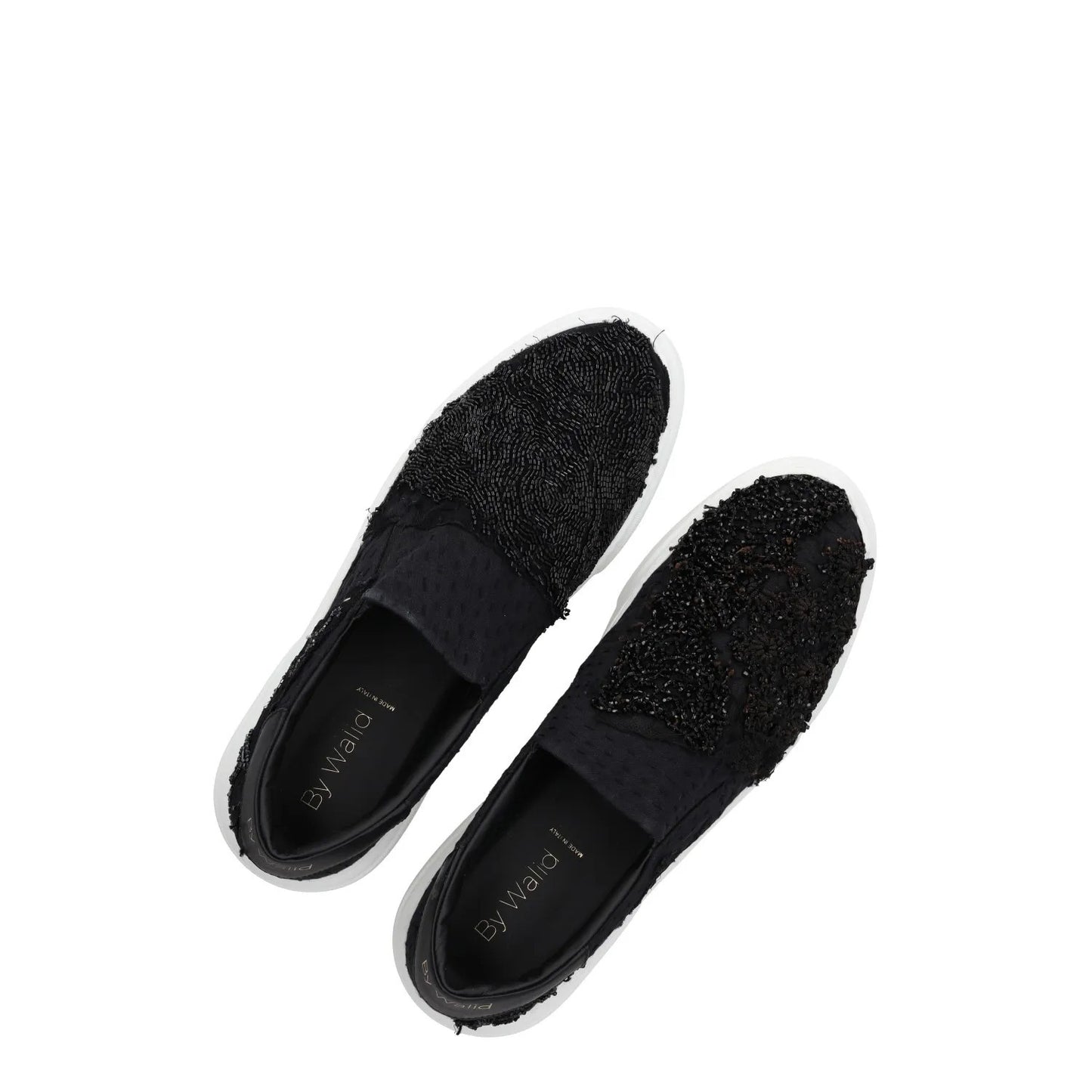 BY WALID Womens Flat Shoes Slip On Black Leather White Sole UK 11 RRP 720 — View 8